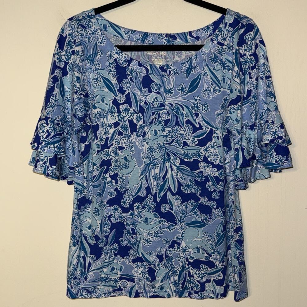 Lilly Pulitzer Medium Fontaine Bell Sleeve Top Preppy Coastal Tropical Vacation